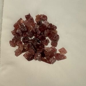 Tumbled Strawberry Quartz Chips - Deep Pink Gemstones